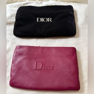 2 in 1: Dior Burgundy and Black Star-Embellished Pouch